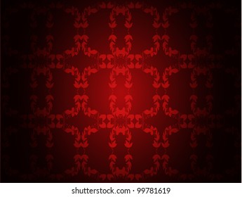 Red floral pattern wallpaper