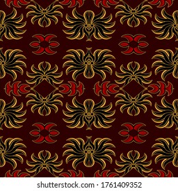 red floral seamles batik pattern 