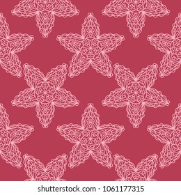 Red floral seamless background. Ornamental pattern for textile and wallpapers