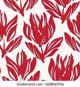 Red Floral seamless pattern background for fashion textiles, graphics, backgrounds and crafts