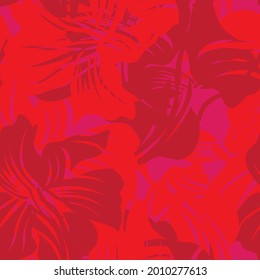 Red Floral seamless pattern background for fashion textiles, graphics, backgrounds and crafts