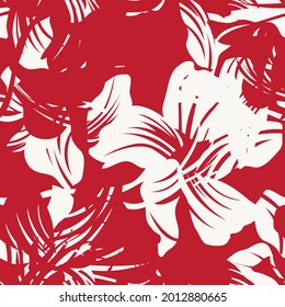 Red Floral fondo de patrón sin costuras para textiles de moda, gráficos, antecedentes y artesanías