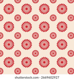"Red Floral Seamless Pattern | Decorative Flower Vector Background"