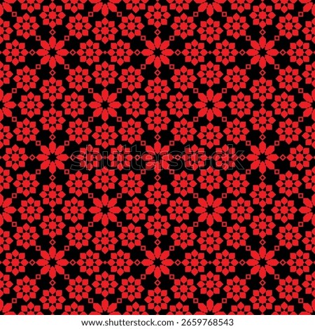 Red floral seamless pattern design on black background