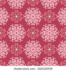 Red floral seamless pattern. Pale red and beige colored background for wallpapers, textile and fabrics
