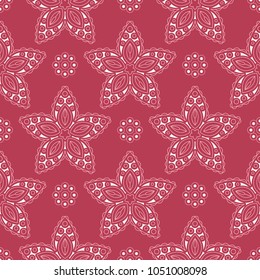 Red floral seamless pattern. Pale red and beige colored background for wallpapers, textile and fabrics