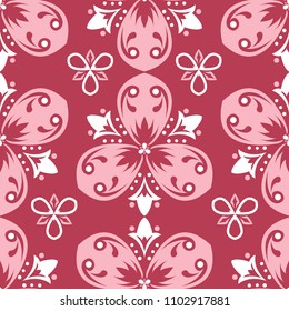 Red floral seamless pattern. Pale red and beige colored background for wallpapers, textile and fabrics