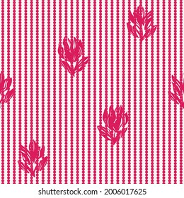 Red Floral seamless pattern with striped background for fashion textiles and graphics