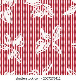 Red Floral sin soldadura con fondo a rayas para textiles y gráficos de moda
