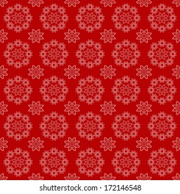 Red floral seamless. Vector illustration.