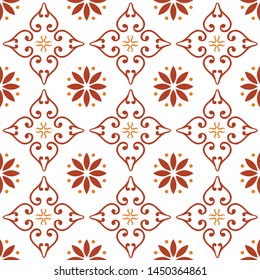Red floral shape white background seamless pattern
