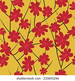 Red floral tile seamless pattern