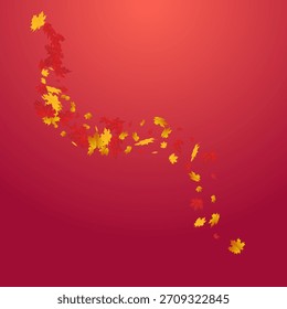 Red Floral Vector Red Background. Wallpaper Leaves Frame. Autumnal Canadian Leaf Illustration. November Design.