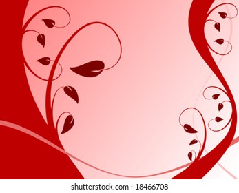 A red floral vector illustration in landscape orientation with room for text