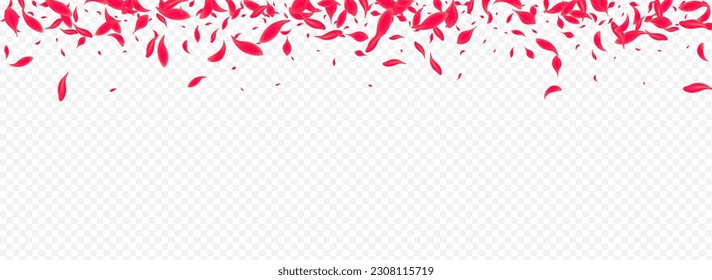roter, floraler Vektorgrafik-transparenter Panoramahintergrund. Falling Petal Design. rosafarbene Blumendecke. Delikate Flying Blossom-Tapete.
