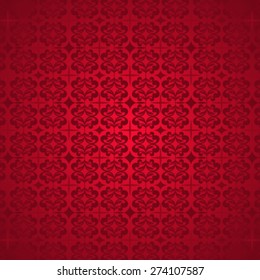 Red floral wallpaper - vector illustration.