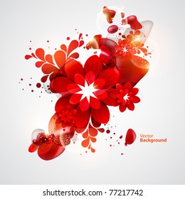 Red Flower with abstract elements