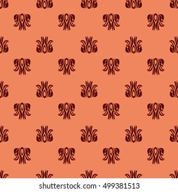 Red flower abstract seamless pattern. Background design. Modern stylish decor. Template for prints, textile, wrapping and decoration, wallpaper. Vector illustration.