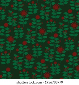 fondo de flores rojas sobre verde oscuro, fondo de pantalla natural