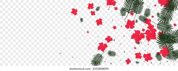 Red Flower Background Transparent Vector. Philodendron Bright Illustration. Pink Flora. Style Texture. Light Green Miami Card.