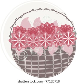 Red flower basket