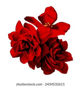 flor roja hermosa rosa vector