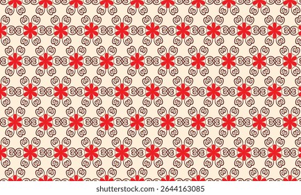 Vermelho Flor Bege Espiral Padrão Vetor Fundo Flores vermelhas