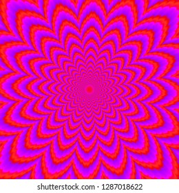 Red flower blossom. Optical expansion illusion.