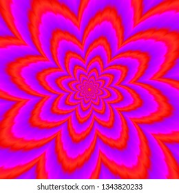 Red flower blossom. Optical expansion illusion.