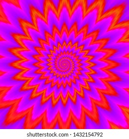 Red flower blossom. Optical expansion illusion.