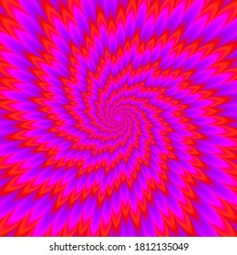 Red flower blossom. Optical expansion illusion.