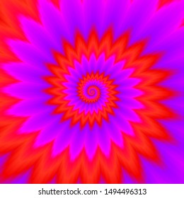 Red flower blossom. Optical illusion.