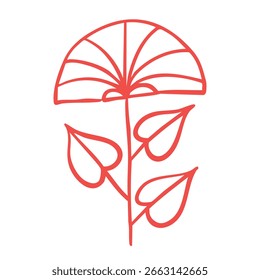 red flower botanical sketch element