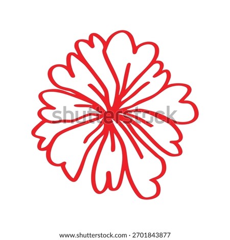 red flower botanical sketch element