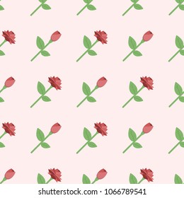 red flower bud and flower bloom object seamless pattern on pink background, vector illustration
