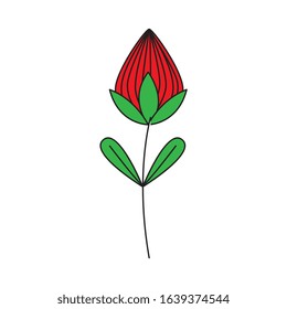 red flower bud icon isolated over white background. vector illustration