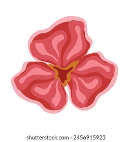 Red flower in cartoon style, vector illustration for design decoration