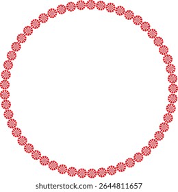 Red flower circular frame design element, perfect for invitations, cards, or branding.