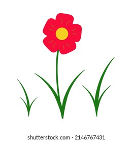 A red flower. Design element for goods for children. Vector illustration.