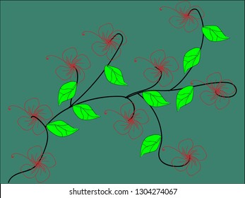 Red flower design and leaves