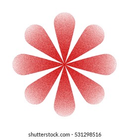 red flower dots, beads. abstract star. white background. vector illustration