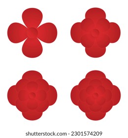 Red flower, Element of floral paper cut. Paper cut of flower shape. Icon of valentine day, gift, ornament, love and spring symbol. Illustration of floral.