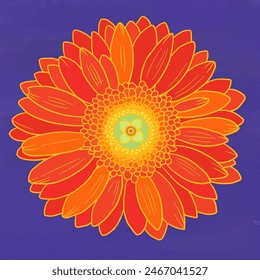 
Red flower facade simplified art interior frame illustration