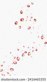 Red Flower Fall Vector Transparent Background. Falling Sakura Design. Delicate Peach Beauty Banner. Beautiful Petal Blur Poster.