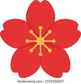 Flor roja con cinco pétalos y centro amarillo