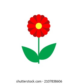 Icono plano de flor roja, signo de gamomile