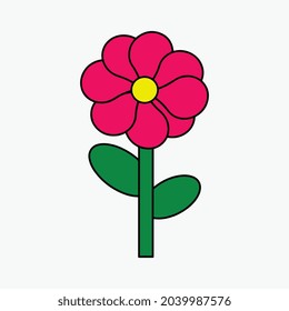Icono plano de la Flor Roja, planta y naturaleza, signo de la camomila, un patrón sólido colorido sobre un fondo blanco