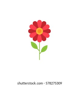 Red Flower flat icon, plant & nature, chamomile sign, a colorful solid pattern on a white background, eps 10.