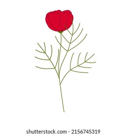 Red flower flat icon. Vector illustration