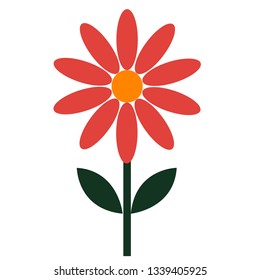 red flower flat illustration isolated on white. City life and life style series